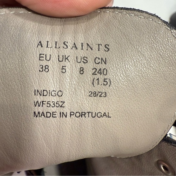 ALLSAINTS INDIGO Lace Up High Heel Combat Boots BLACK PATENT LEATHER US 8 EU 38 - Picture 10 of 15